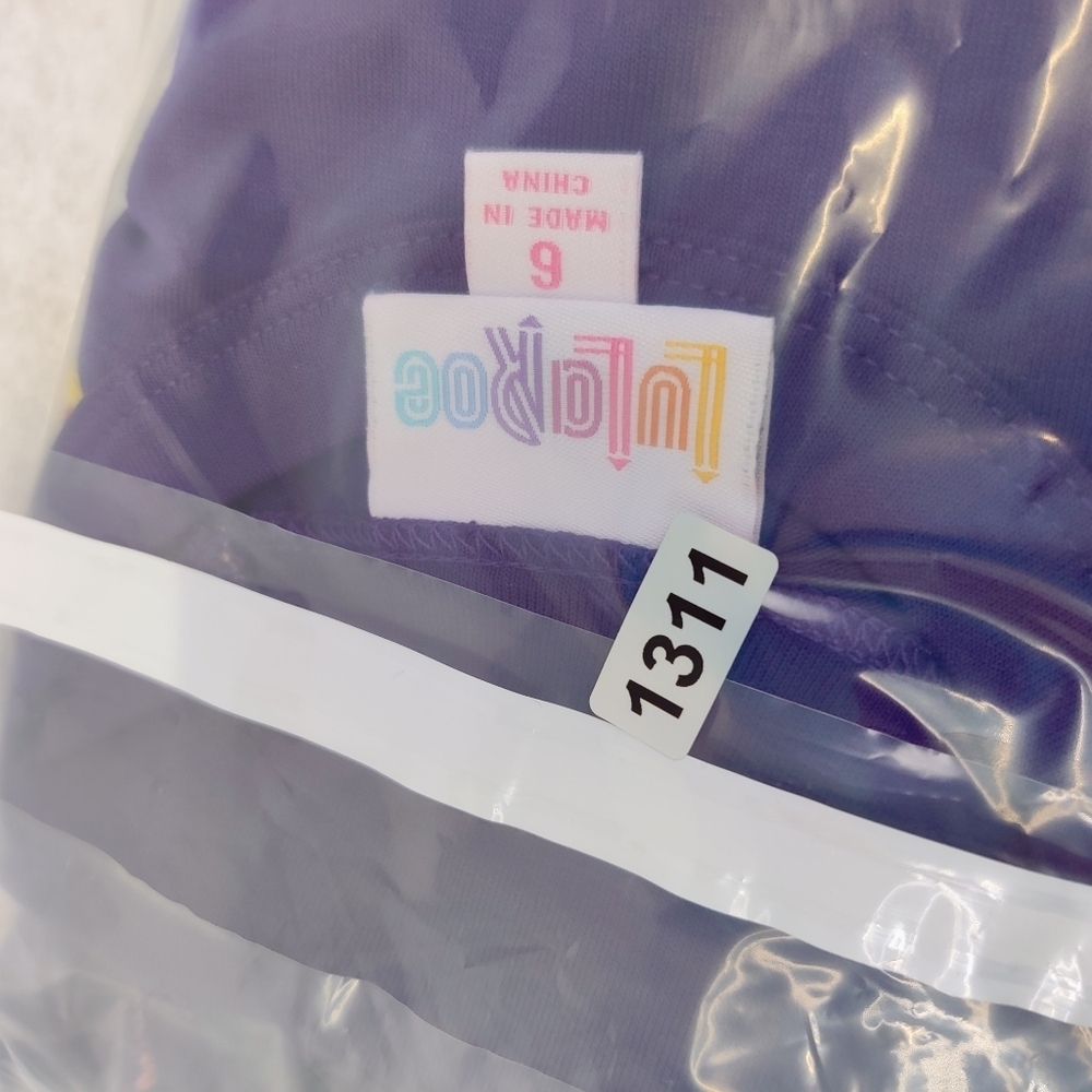 NEW LuLaRoe Sloan Tee Kids' Baseball Top Raglan Girls Boys Size 6 Purple - Picture 6 of 11
